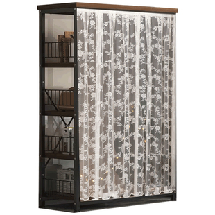 厨房置物架遮挡防尘帘定制蕾丝魔术贴无门柜子杂物橱柜鞋架遮丑帘