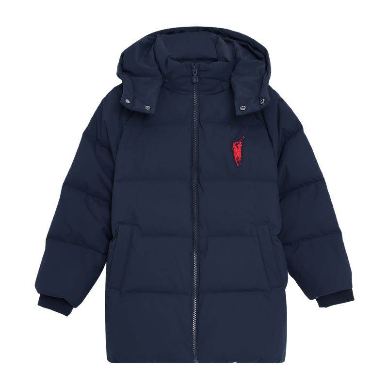 POLOWALK童装女童中长款羽绒服冬季可脱帽外套保暖潮