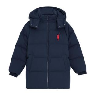 POLOWALK童装女童中长款羽绒服秋冬可脱帽外套保暖潮