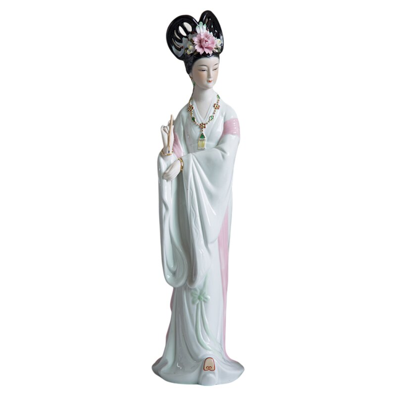新中式陶瓷仕女雕像塑瓷器仙女家居艺术工艺品高级感客厅玄关摆件