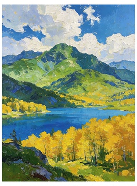DIY数字油画山水风景轻奢挂画