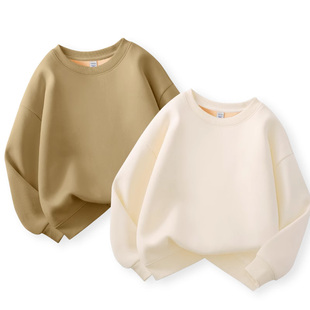 真维斯童装男童卫衣秋冬款女童加绒宽松运动上衣儿童纯色秋装衣服