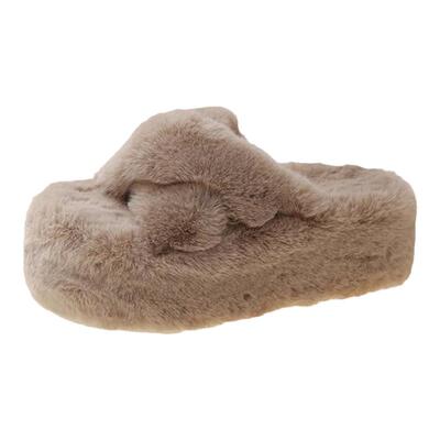 厚底增高一字毛毛拖鞋女外穿防滑