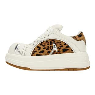 【王鹤润同款】SMILEY笑脸白鲸大头鞋豹纹女厚底增高休闲运动女鞋