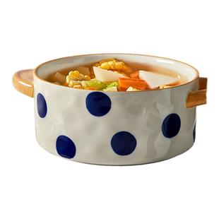 陶瓷双耳汤碗家用2025新款高颜值带盖泡面碗大号汤面碗大容量汤盆