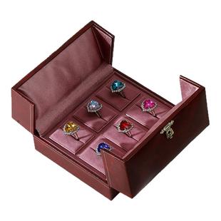2025新款复古首饰盒时尚吊坠戒指盒精美双开珠宝收纳盒复古风拍照