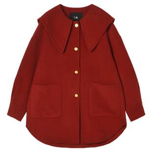 Outlets专柜撤柜正品 EU冬装2025新款含绵羊毛中长款双面尼大衣女