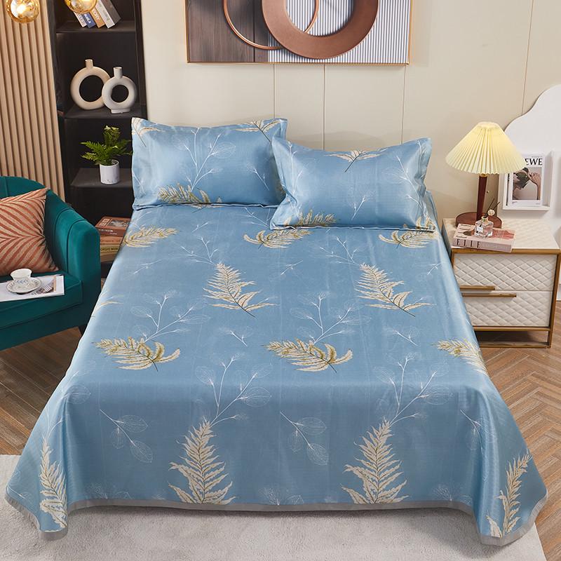 夏季冰丝凉席三件套床单款折叠空调软席子可水洗裸睡双人床上用品