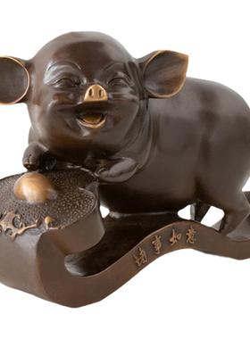 诸事铜猪摆件客厅玄关装饰礼品