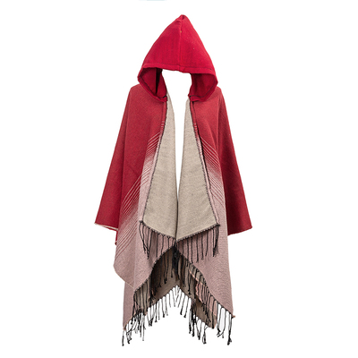 民族风渐变色仿羊绒围巾保暖百搭加厚女士办公室外搭连帽斗篷披肩