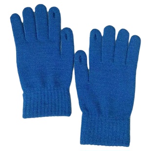 克兰因蓝针织毛线保暖手套东北旅游玩雪防寒露二指可触屏分指手套