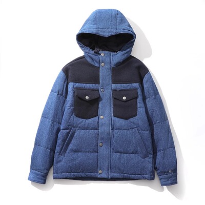 Lee牛仔羽绒服加厚保暖拼接连帽