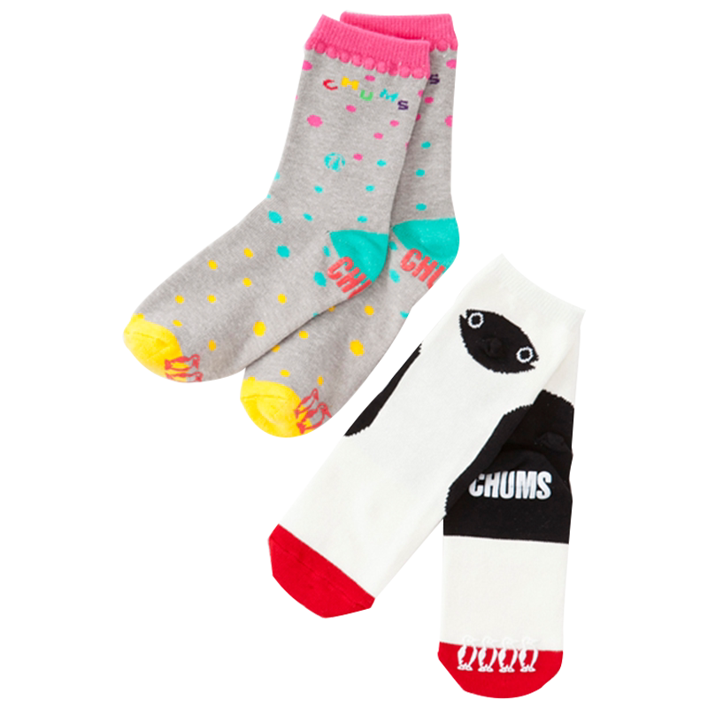 CHUMS洽洽鸟潮流户外休闲舒适儿童袜子2双装弹力中筒袜CH26-1003
