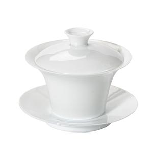 70cc马蹄三才盖碗茶杯套装薄胎陶瓷大号甜白功夫泡茶碗带盖单个