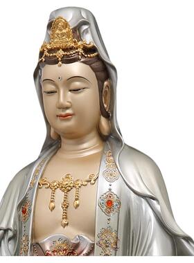 东来紫一叶观音菩萨像铜像观世音雕像黄铜家居家用工艺品装饰摆件
