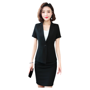职业装套装女新款时尚气质夏季西服正装短袖西装套装女薄款工作服
