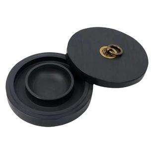 天然原石歙砚罗纹火锅砚台书法专用带盖墨盒不干墨研墨砚台可磨墨