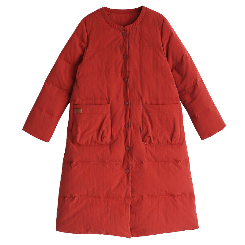 文艺红色羽绒服女冬季加厚外套