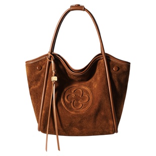 CASSILE卡思乐女包羊皮绒面手提小包菜篮包复古流苏单肩斜挎包XS