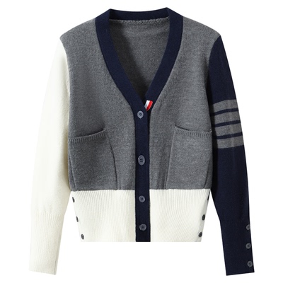 DDXZ夕子小个子三条杠针织开衫