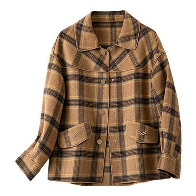 女士双面羊绒短款外套女小个子