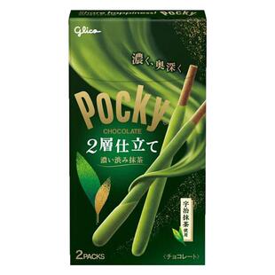 日本进口格力高pocky百奇双层结构浓郁抹茶味巧克力饼干零食盒装