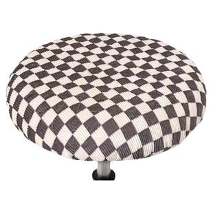 转椅专用圆凳子套罩棋盘格圆凳坐垫吧椅座套升降椅保护套加大加厚