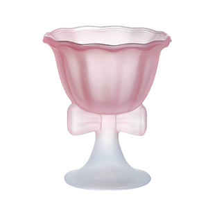 创意带色蝴蝶结甜品杯玻璃杯ins风女高颜值水杯家用雪糕杯咖啡杯