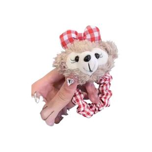 Mimmy格纹格子达菲熊头绳可爱复古甜美发圈发绳雪莉卡通kt猫红格