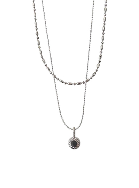 米粒珠黑坠项链女叠戴百搭