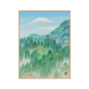 【艺术家野地美树子联名款】富士山下原木风景装饰画日式客厅挂画