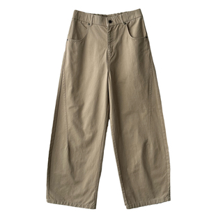 Nick Tian 早春老钱风半松紧腰浅色小直筒休闲裤男新款百搭长裤子