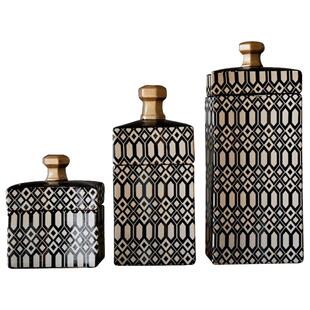 创意摆件仿古中式现代风描金绘画陶瓷罐家居客厅装饰摆件