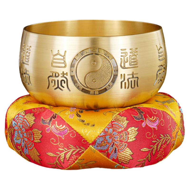 铜磬音钵纯摆件黄铜道家用品磬碗颂钵八卦道法自然磬钵铜庆法器