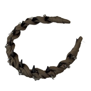 韩版缎面串珠麻花辫子发箍复古气质洗脸压发卡高级感带齿防滑头箍