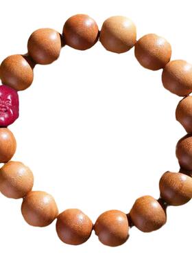 弥勒佛紫金砂桃木手串