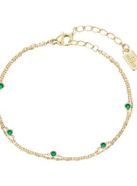 祖母绿双层手链女轻奢小众设计