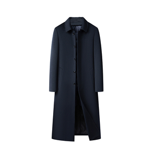 皮尔卡丹羊绒大衣男士羊毛双面呢子外套长款过膝加厚风衣爸爸冬装