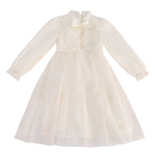 女童连衣裙长袖春秋国风公主裙2026新款新中式洋气中大童蕾丝裙子