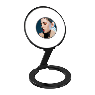 幽浮双面磁吸补光灯手机支架美颜化妆镜Magsafe手机手持旋转折叠携带方便自拍直播视频户外桌面支架拍照神器