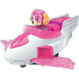 中国产汪汪队天天直升机积木潮昇超能威力狗玩具拼插粉色飞机模型