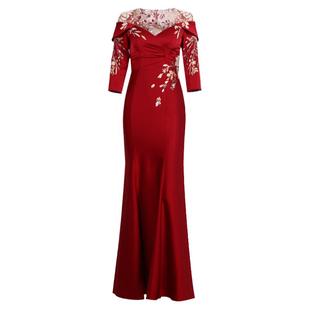 创意狐敬酒服新中式绝美旗袍裙鱼尾晚宴礼服高端宴会礼服演出服装