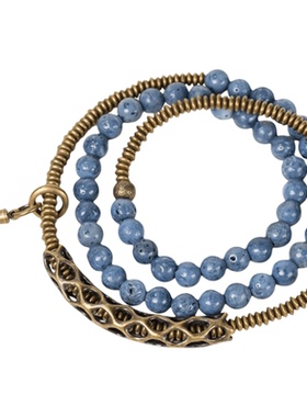 个性复古天然蓝珊瑚多层手串饰品