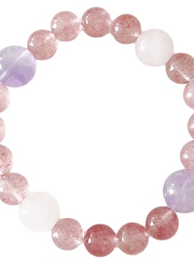 鹿与花园草莓晶马粉水晶手串手链