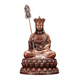 紫铜地藏王菩萨像铜佛人物坐像客厅桌面中式家居用品铜工艺品摆件