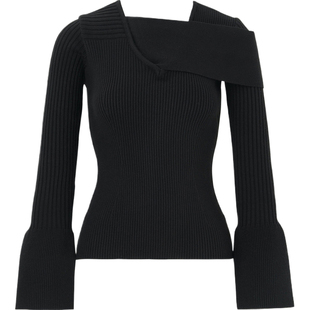 【折扣】YCH 女秋冬不对称罗纹针织上衣