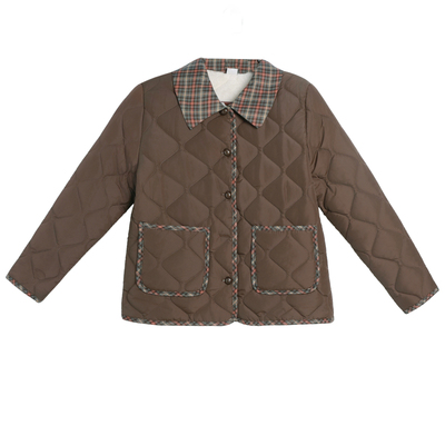 妈妈冬装新款加绒翻领小棉衣外套