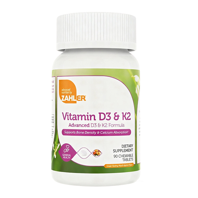 Zahler维生素D3K2咀嚼片骨骼健康