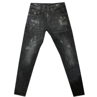 潮男秋冬新韩修身刺绣猫须黑小脚牛仔裤男长社会精神小伙快手网红