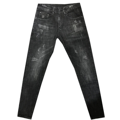 网红刺绣猫须社会精神小伙牛仔裤